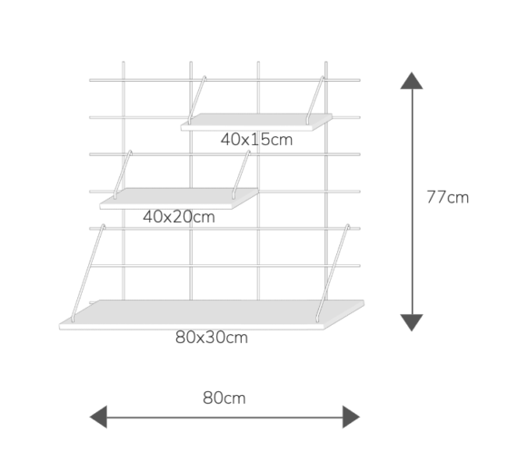 Schéma et dimensions étagère Louis