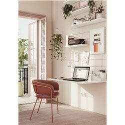 Modularer Schreibtisch weiß Gassien Paris mit Regale, Pflanzen und Atmosphäre skandinavisch rose terracotta.