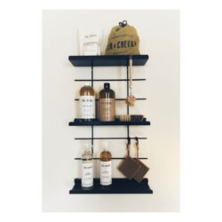 Wandregal Gassien Paris noire, rangement produits ménagers Fer à Cheval, style minimalistisch épuré.