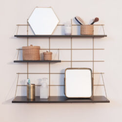 Modulare Regale Gassien Paris en Messing und Holz noir, Badezimmer minimalistisch mit miroirs und accessoires Naturls.