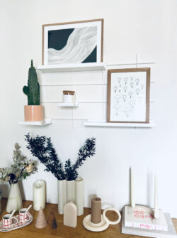 Wohnzimmer minimalistisch Gassien Paris mit Regale weißs, cactus, bougies und décorations skandinavischs épurées.